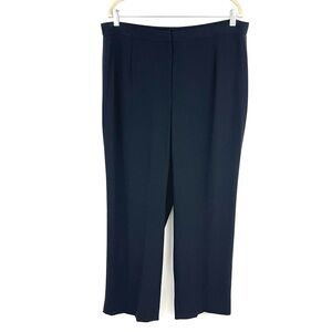 Nordstrom Tesori Woman Navy Crepe Straight Fit Wide Leg Trouser Pants